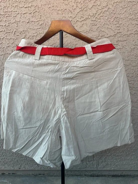 FREE PEOPLE Beige Women’s Casual Shorts with Red Belt - Picture 3 of 10